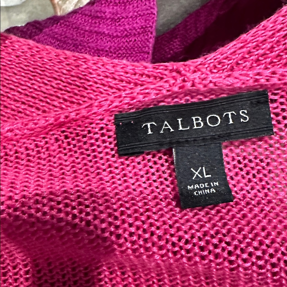 Talbots Fuchsia Open-Front Cardigan - Picture 2 of 3